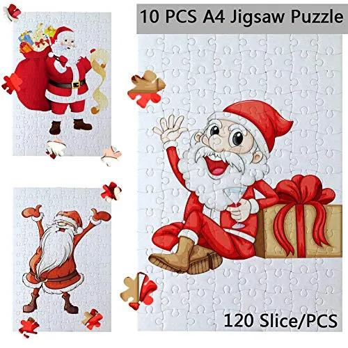 10 Sets Blank Sublimation A4 Jigsaw Puzzle with 120 Pieces DIY Heat Press Transfer Crafts A4 Thermal Transfer Puzzle Wholesale DIY Thermal Transfer