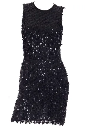 1990s Donna Karan DKNY Dangle Bead Silk Dress w Diamond Paillettes