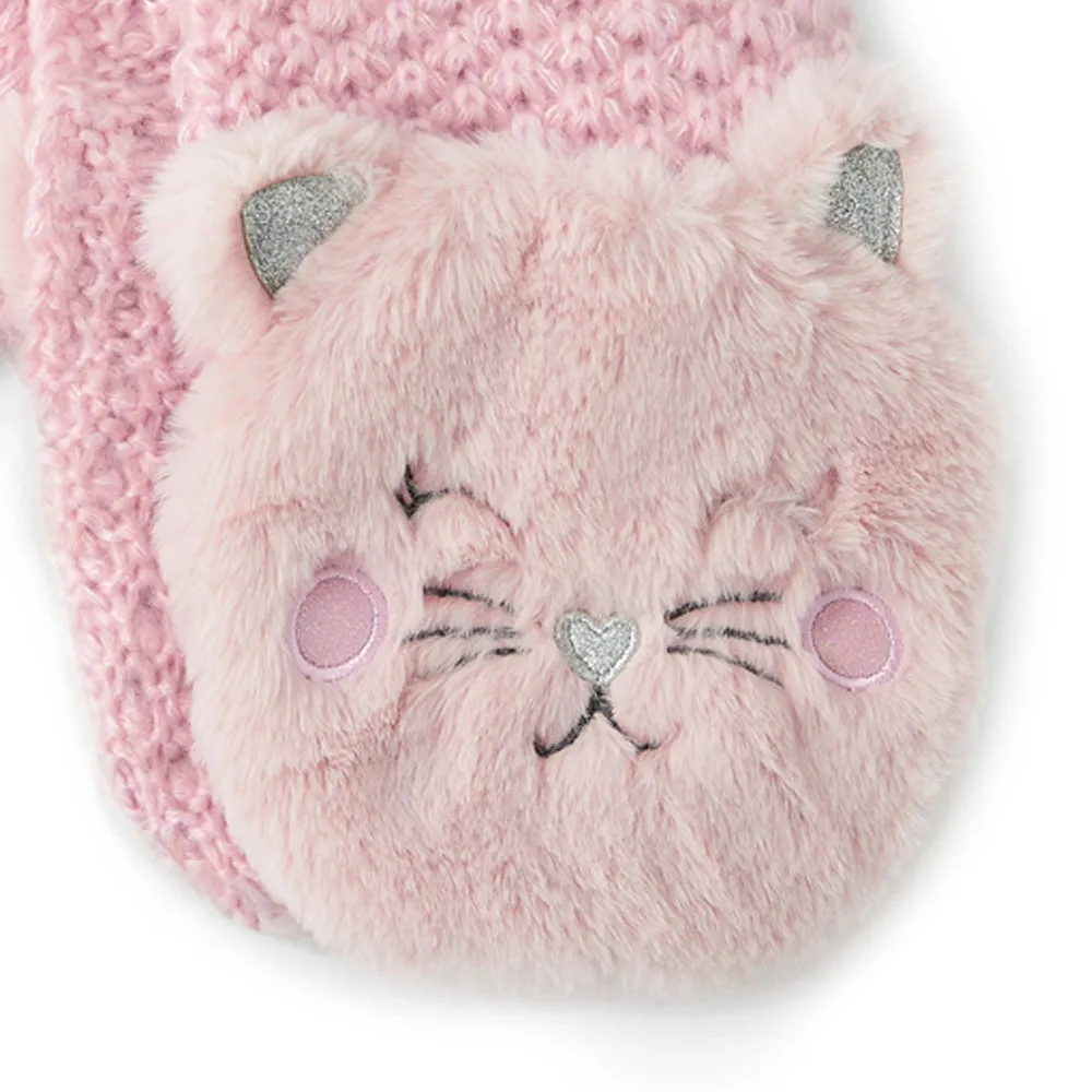 Accessorize London Girl's Pink Cat Fluffy Scarf