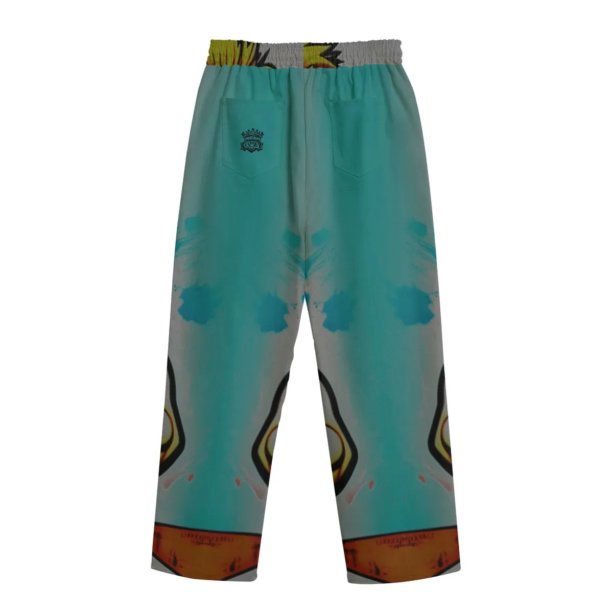 All-Over Print Unisex Straight Casual Pants | 245GSM Cotton Leo 2 teal print