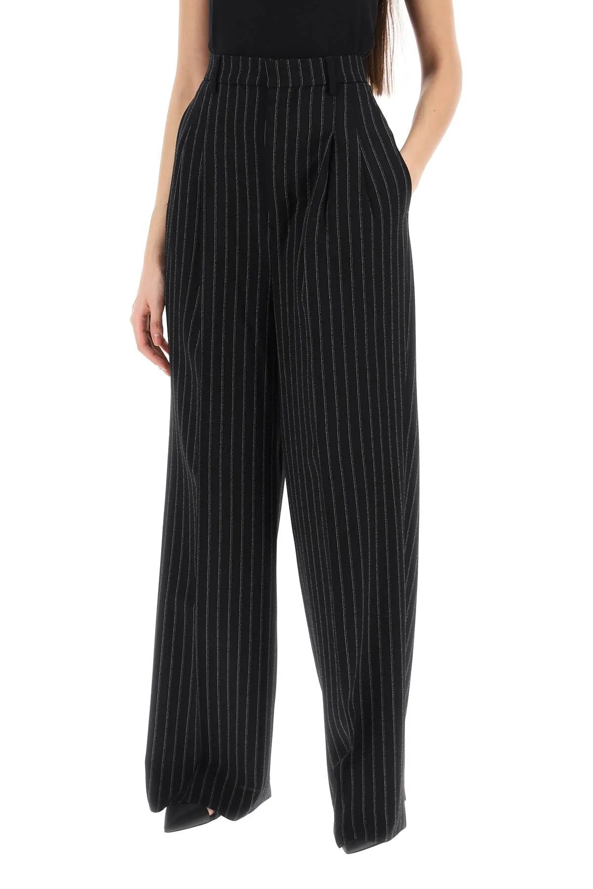 AMI PARIS Versatile Pinstripe Wide-Leg Pants for Women