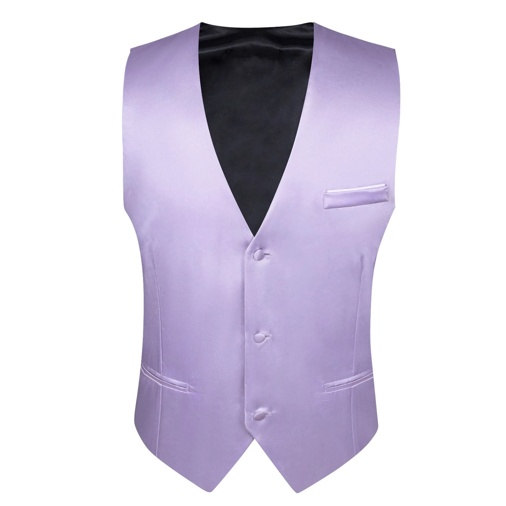 Baby Purple Solid Satin Men's V-Neck Business Vest