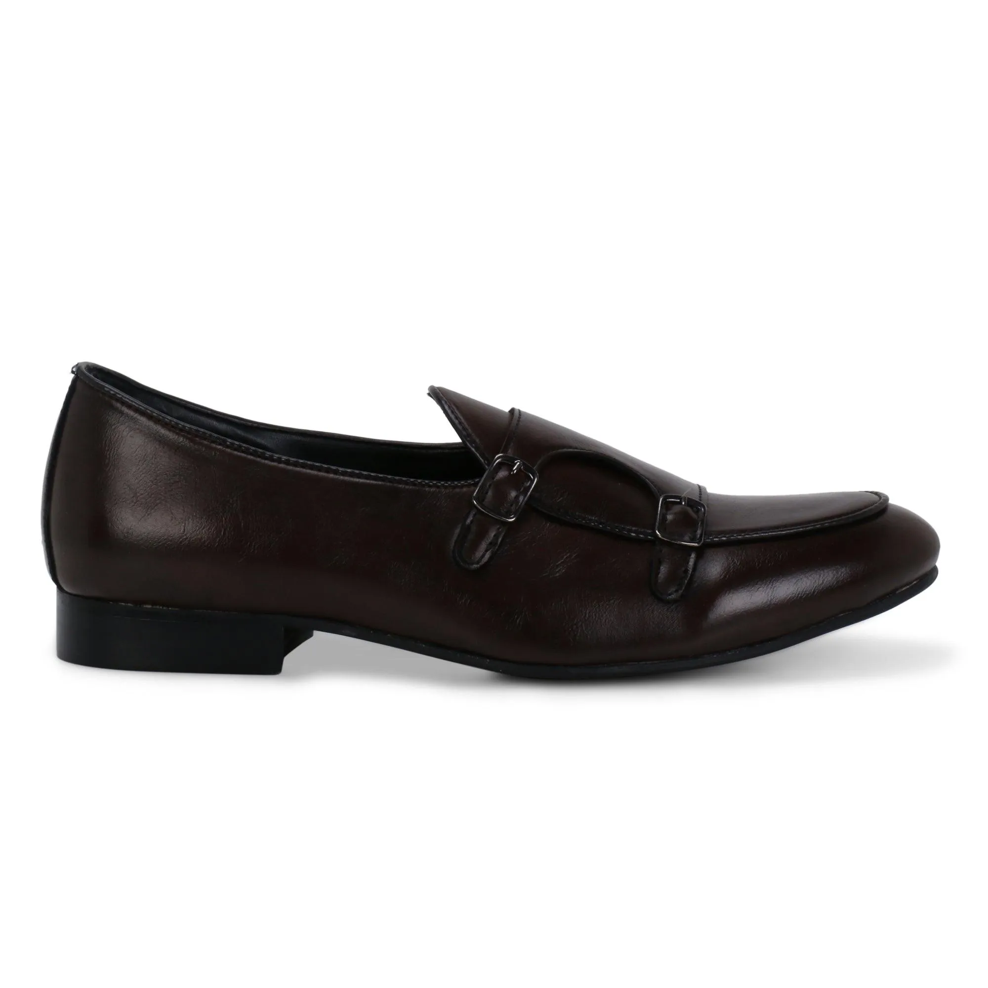 Bello Brown Double Monk Loafers