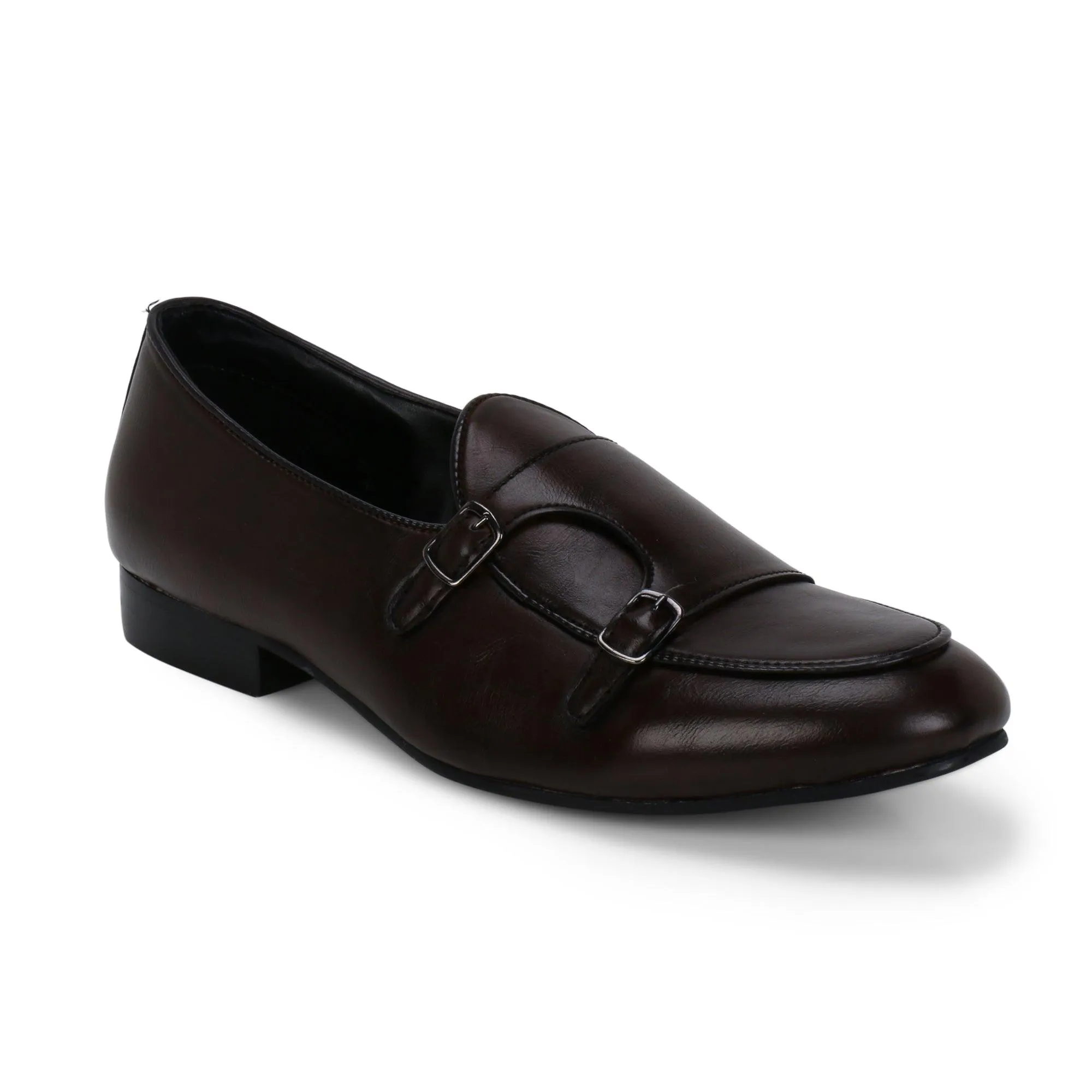 Bello Brown Double Monk Loafers