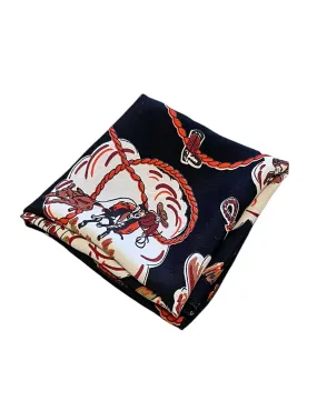 Black & Orange Western Print Square Hair & Neck Scarf - 25x25"