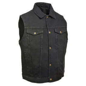 Black Denim Biker Vest w/Gun Pockets By Milwaukee Leather