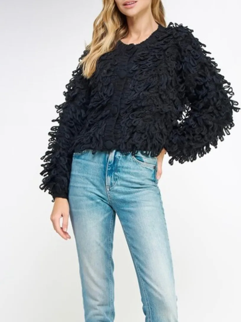 Black shaggy jacket coat