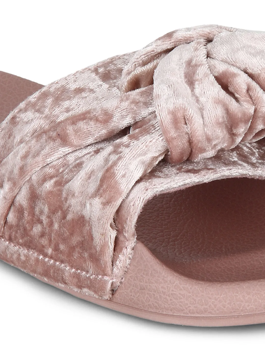 Blush Velvet Knot Slip-On Flats