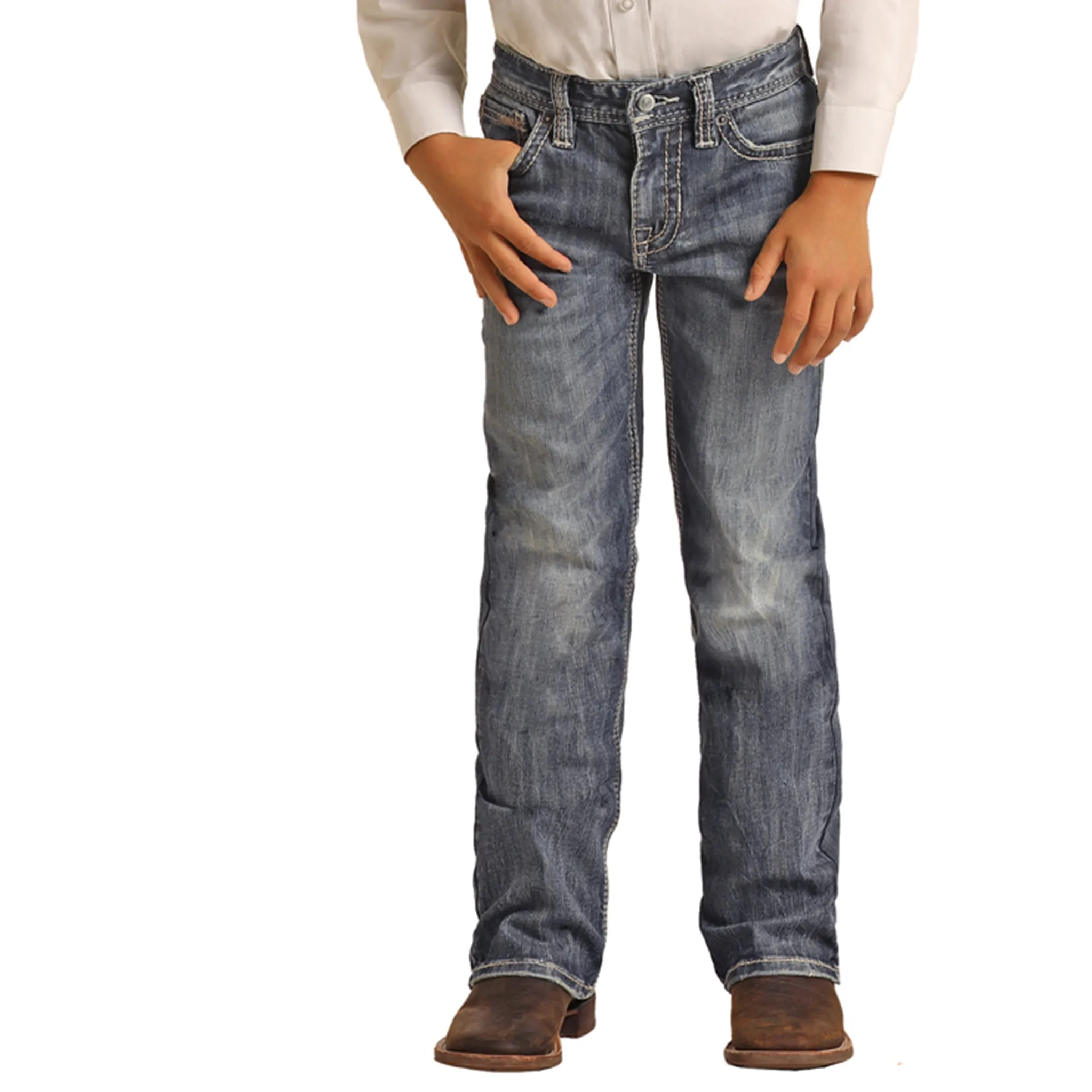 Boy's Rock & Roll Denim Straight Leg Medium Wash Jeans