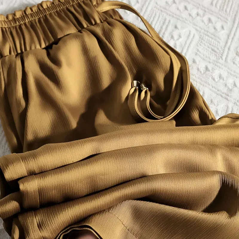 Casual Luxe Satin Draw String Pants