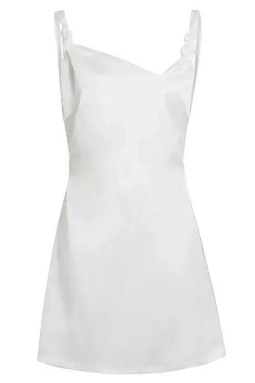 Chic Backless Satin Slip Mini Dress in Ivory