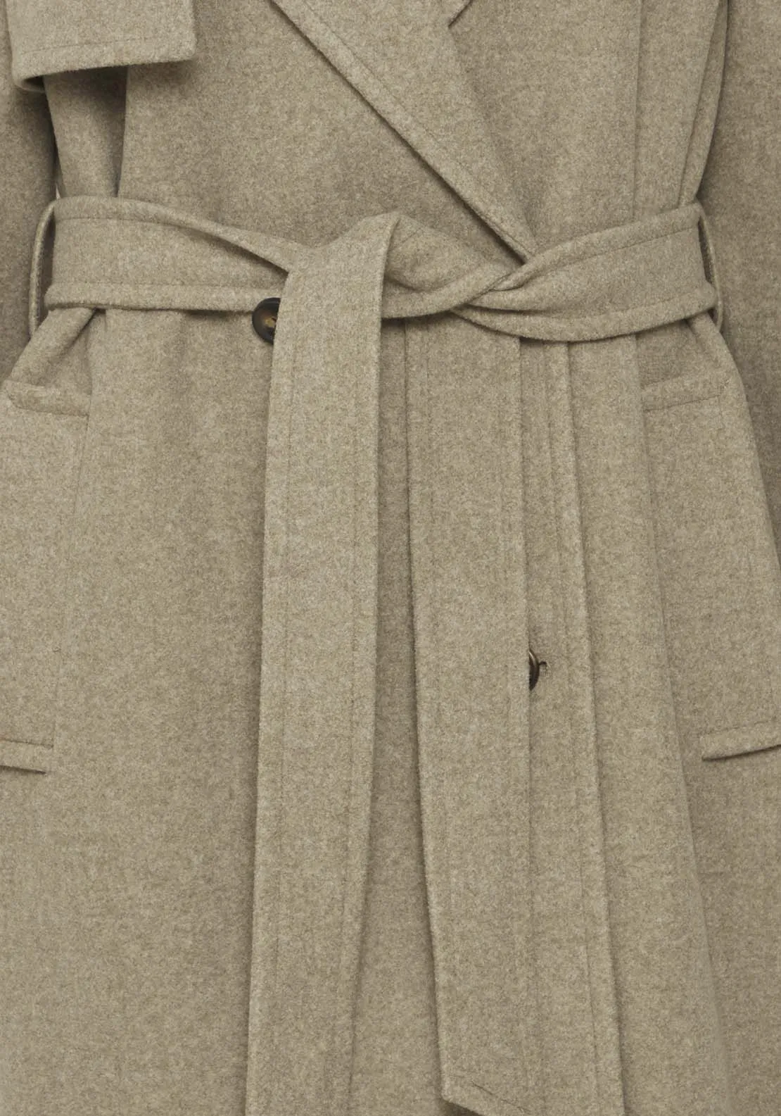 Cilia Long Sleeve Trench Coat - Sepia Tint Melange