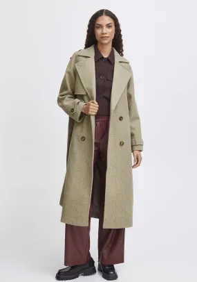 Cilia Long Sleeve Trench Coat - Sepia Tint Melange