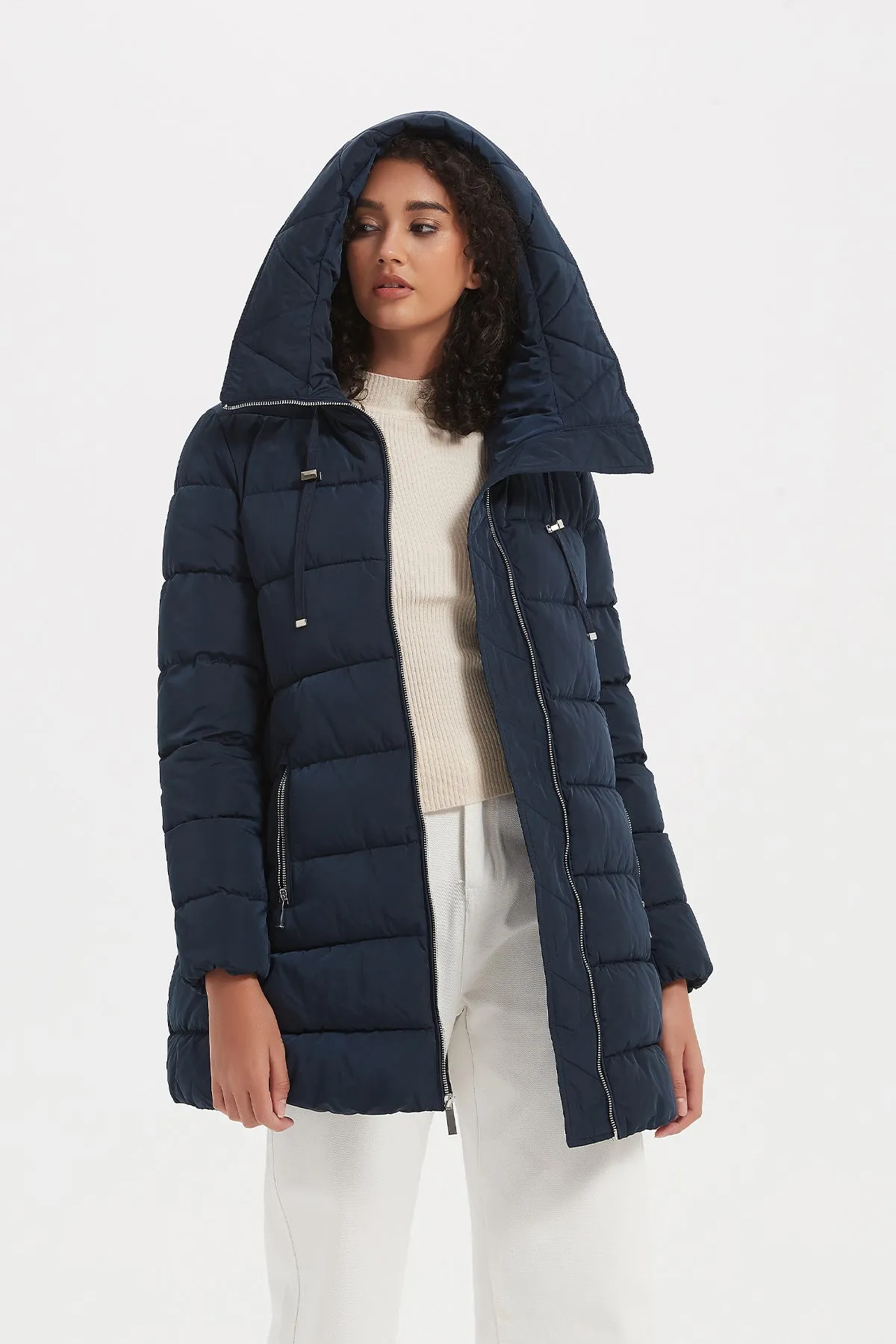 Cinch Waist Puffer Jacket & Coat with hood