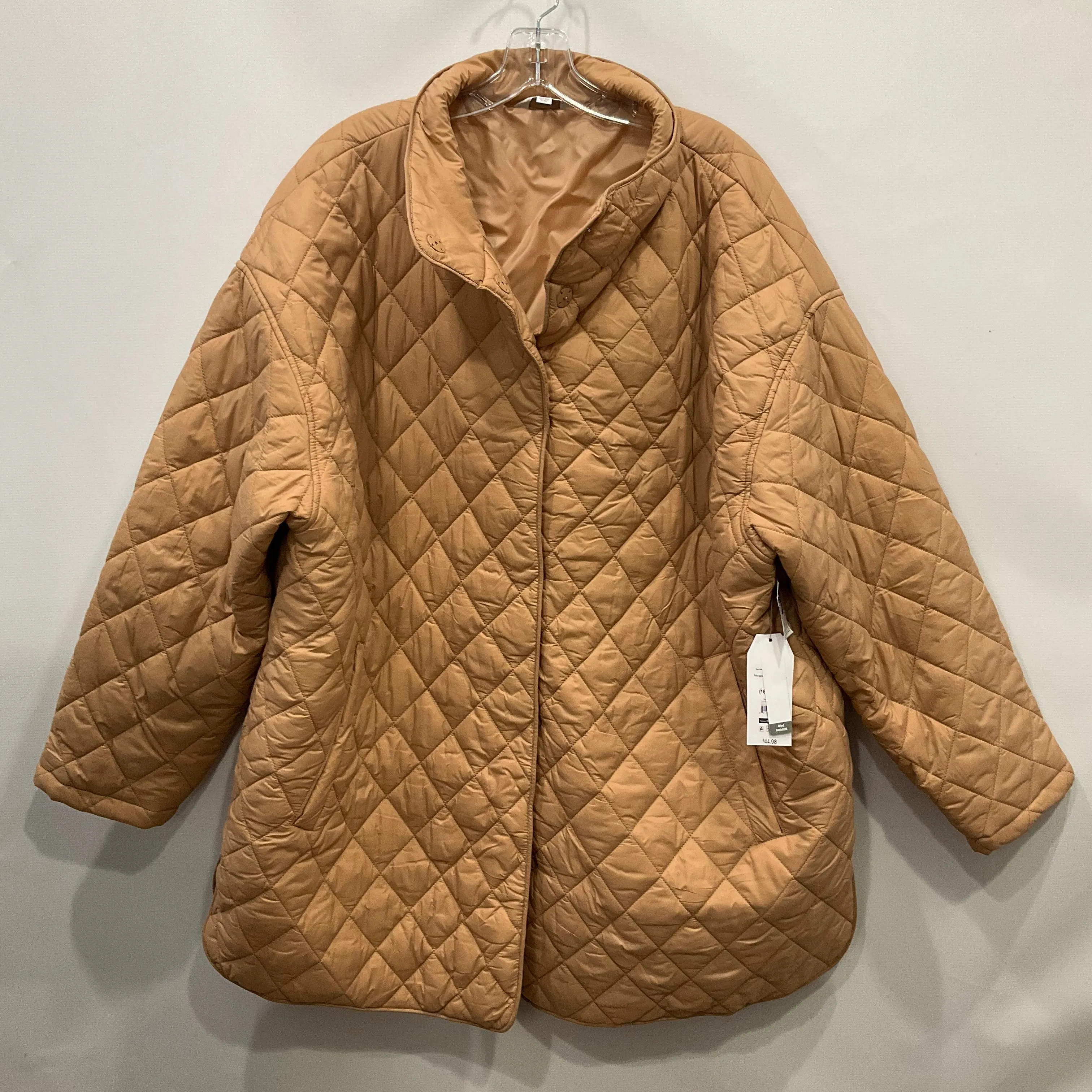 Coat Puffer & Quilted By Time And Tru In Tan, Size: 1x