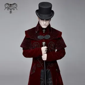 CT13402 Gorgeous gentlemen stand collar red gothic velveteen coat