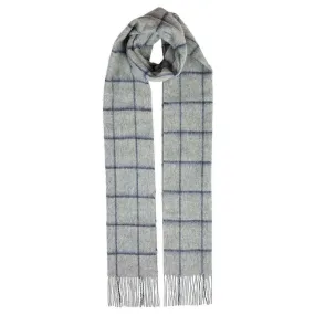 Dents Window Pane Check Lambswool Scarf - Dove Grey/Navy