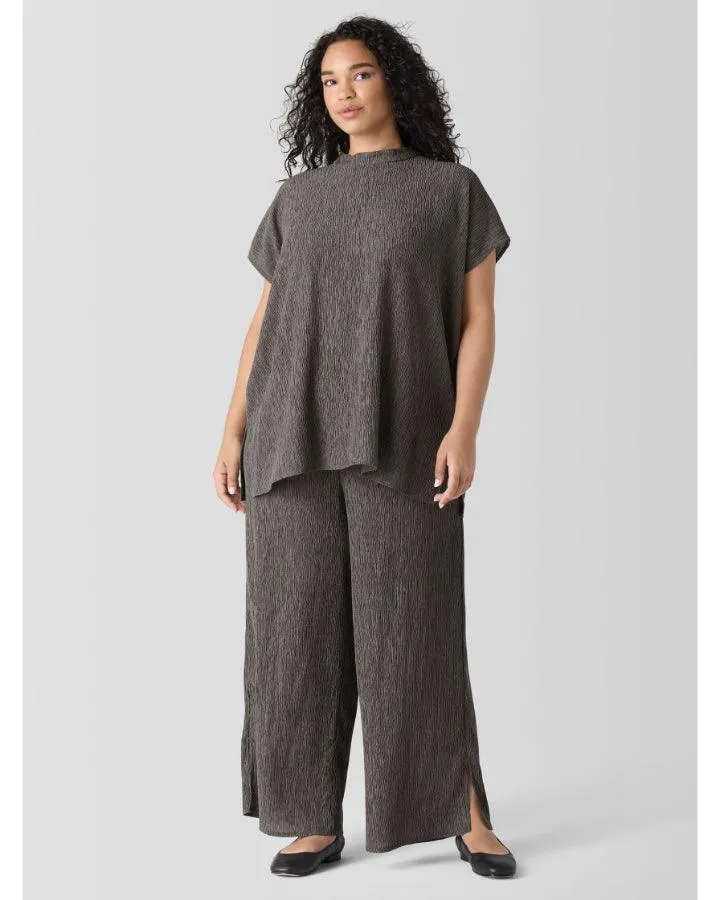 Eileen Fisher Plisse Wide Leg Ankle Pant