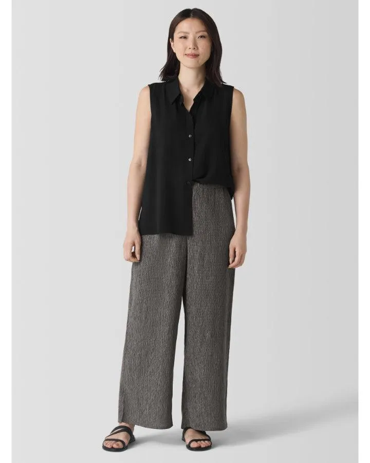 Eileen Fisher Plisse Wide Leg Ankle Pant