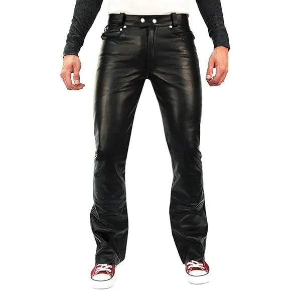 Elliot Men's Real Leather Fitted Pants Black