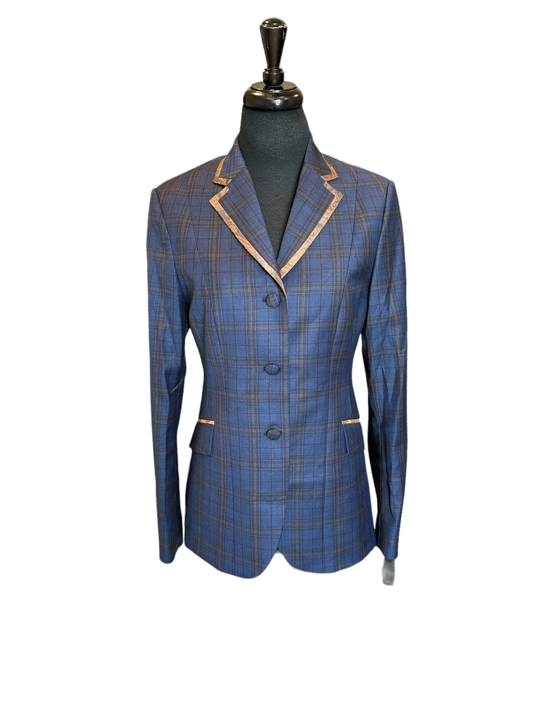 English Show Coat Blue Plaid with Bronze Fabric Code 71202