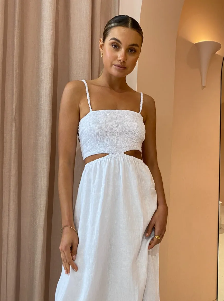 Faithfull the Brand Tayari Midi Dress in Plain White