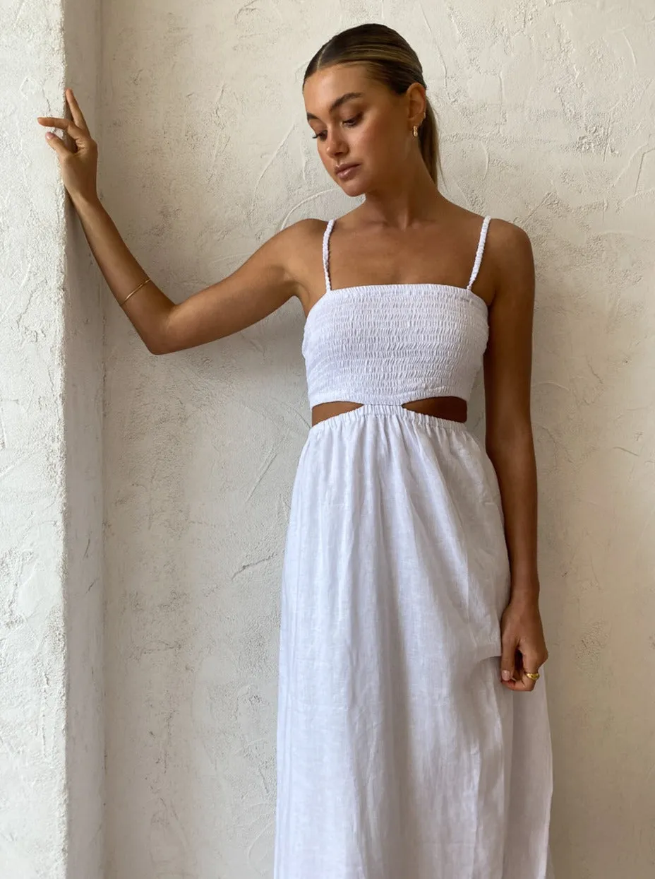 Faithfull the Brand Tayari Midi Dress in Plain White