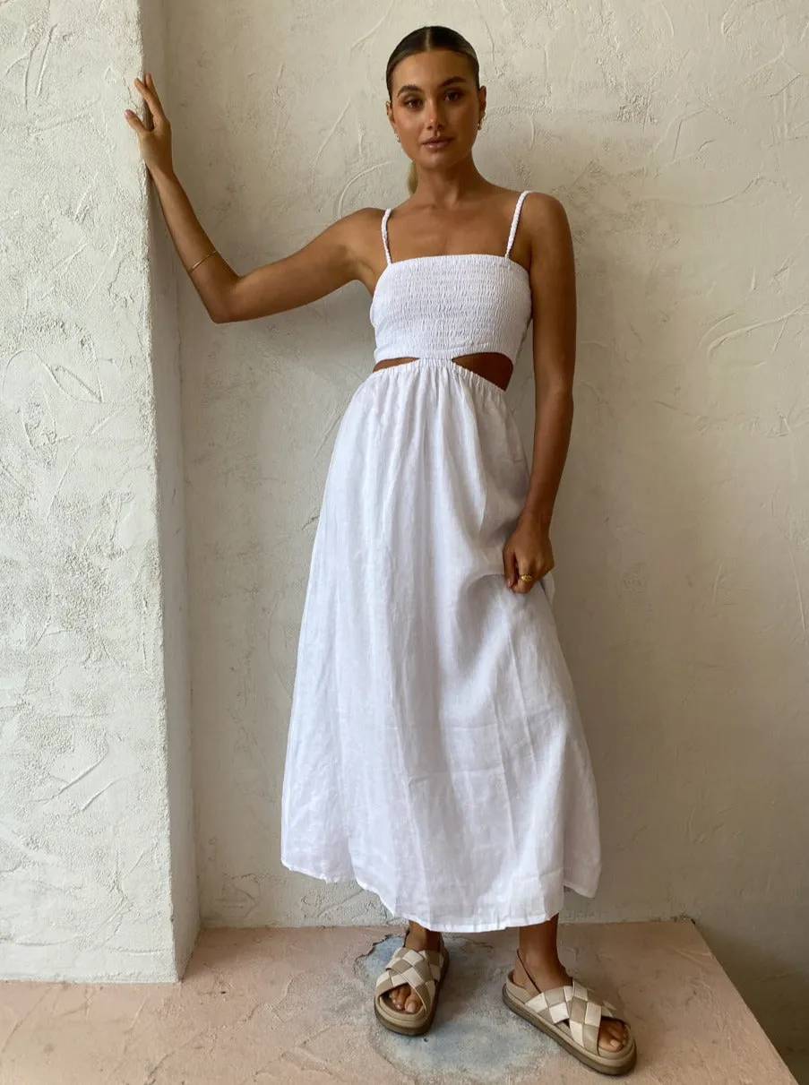 Faithfull the Brand Tayari Midi Dress in Plain White