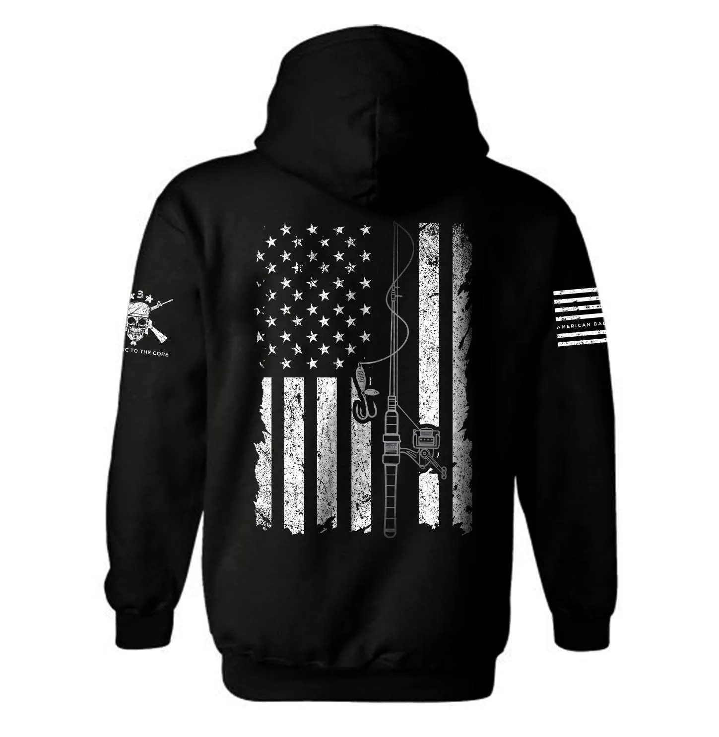 Fishing Rod American Flag Hoodie | Fisher Man | Fishing Hoodie | Patriotic Fisher Man Hoodie | USA Flag Fishing Rod | Unisex Hoodie