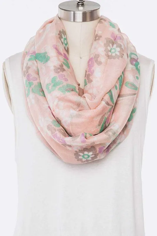 Floral Print Soft Infinity Scarf