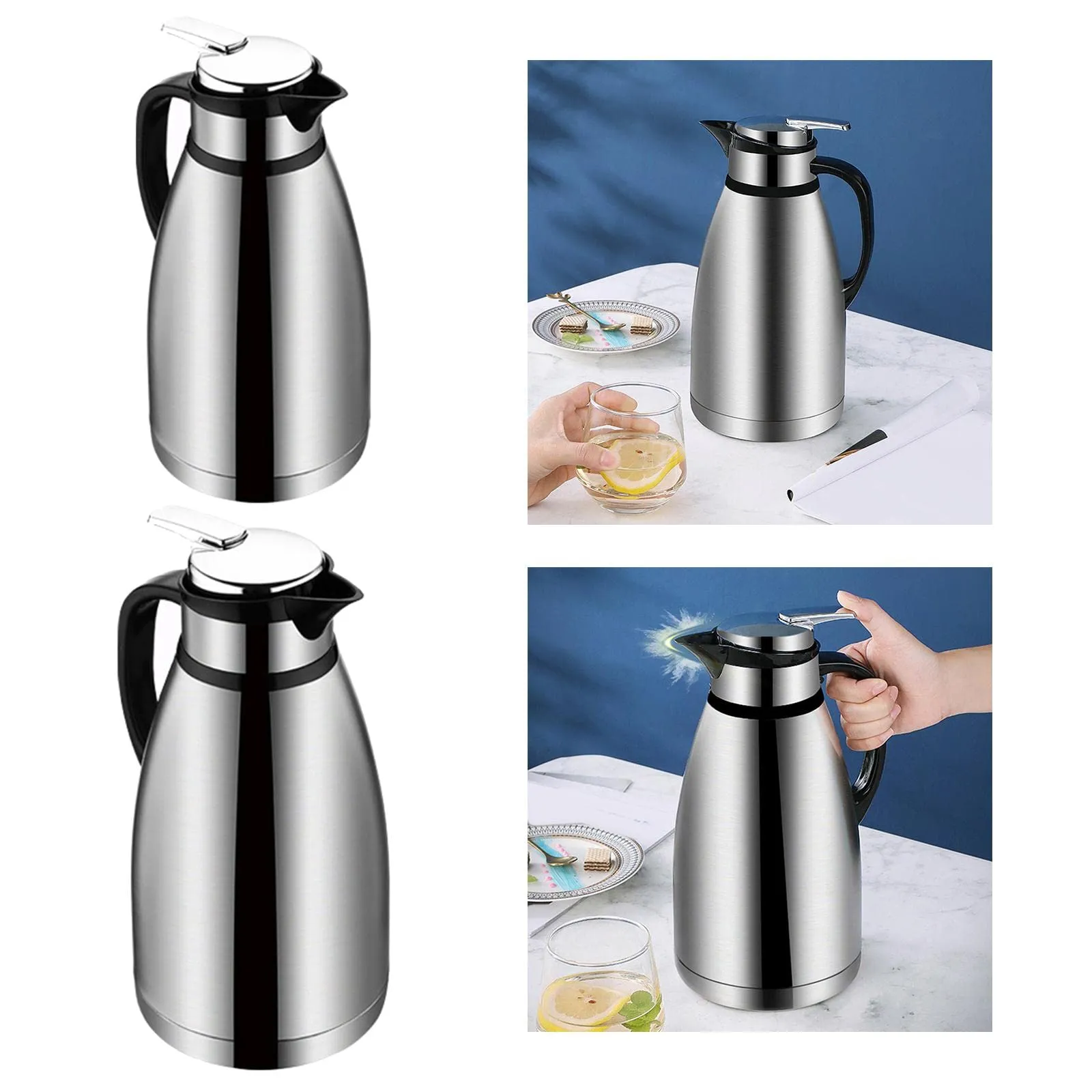 GAH Vacuum Insulation Thermos Durable Stainless Steel for Tea Office Conference 2L