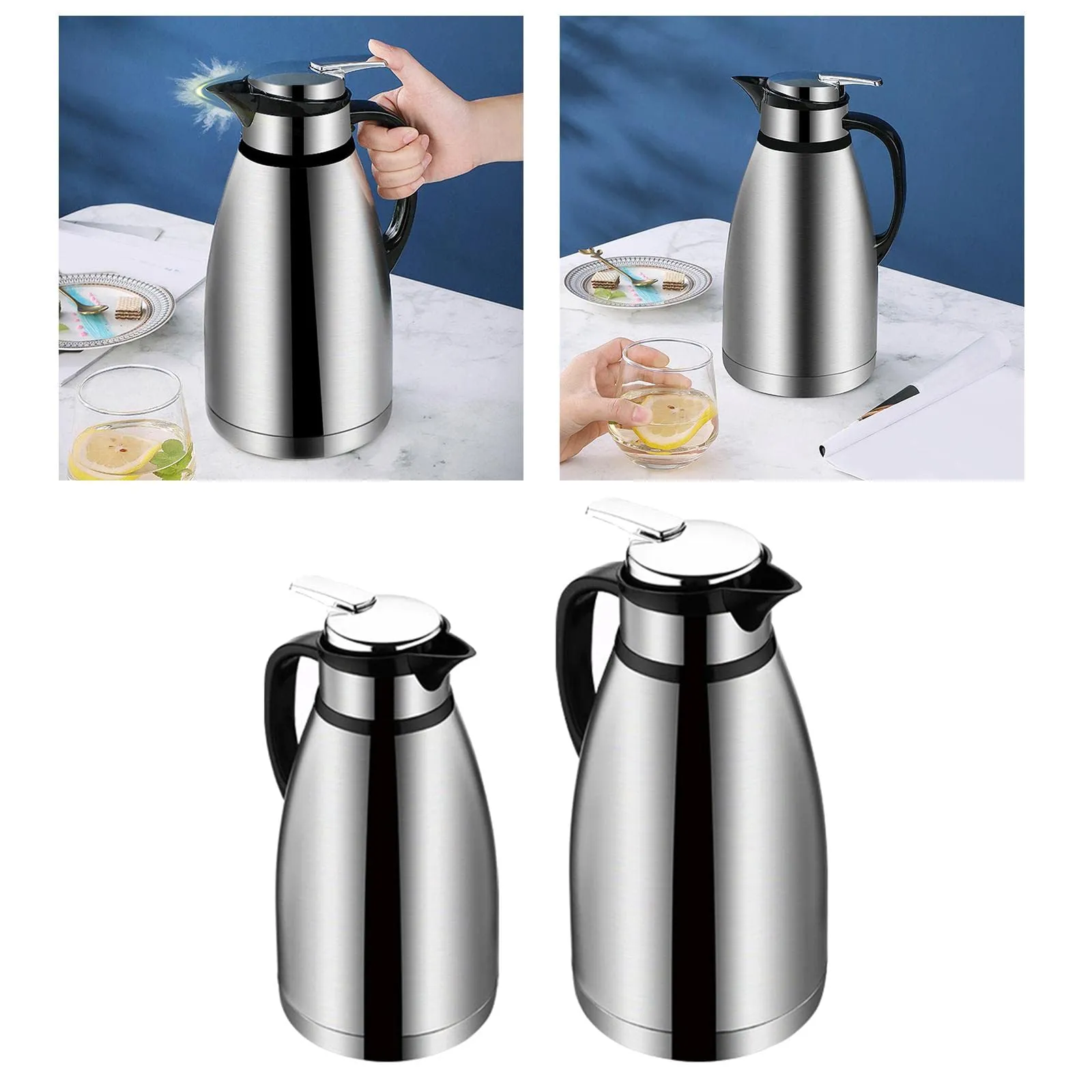 GAH Vacuum Insulation Thermos Durable Stainless Steel for Tea Office Conference 2L