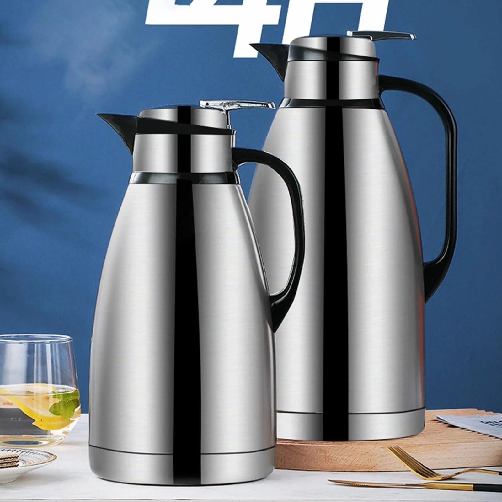 GAH Vacuum Insulation Thermos Durable Stainless Steel for Tea Office Conference 2L