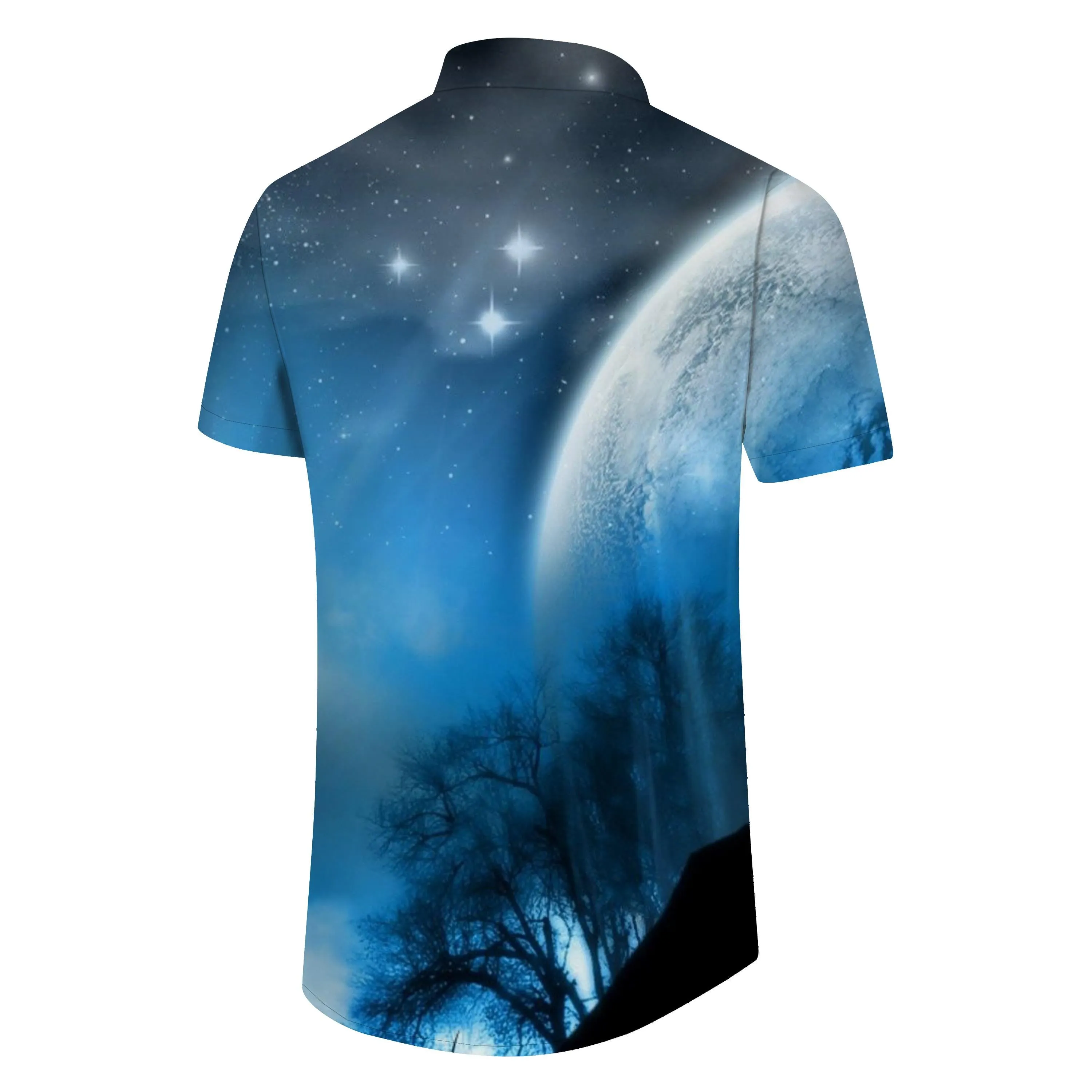 Galaxy Casual Hawaiian Button Lapel Men's Everyday Print Shirt Short Sleeve Beachwear