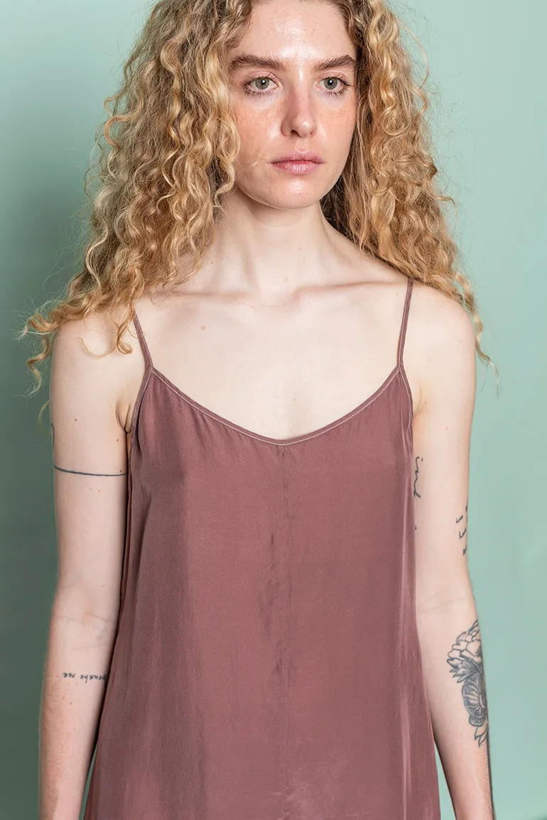 Garment Dyed Silk Short Slip Dress - Dusty Pink