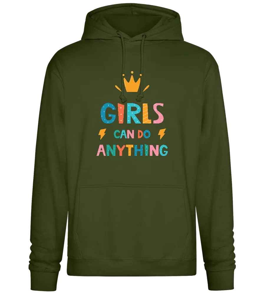 Girls Can Do Anything Crown Design - Premium Essential Unisex Hoodie