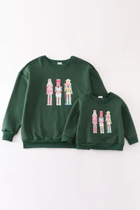 Green nutcracker embroidery mom&me fleece sweatshirt