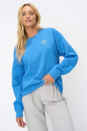 Heart Eyes Embroidered Oversized Sweatshirt - Palace Blue