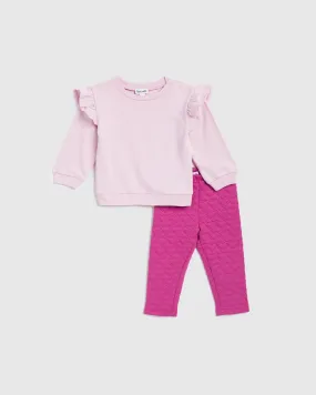 Infant Girl Hibiscus Hearts Long Sleeve Set