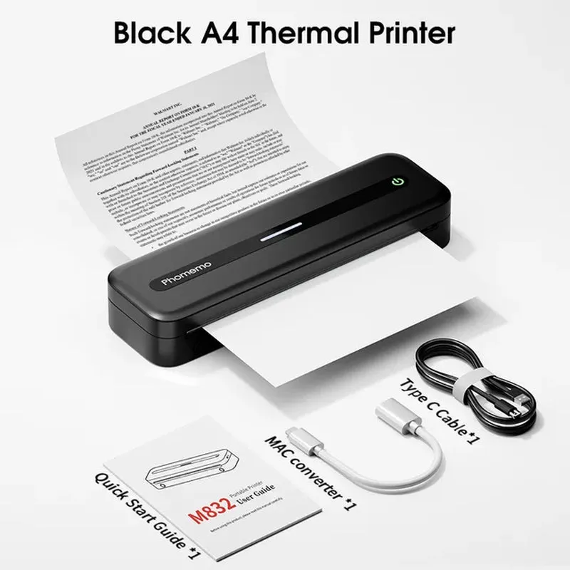 Inkless M832 Portable Wireless Bluetooth Thermal Printer