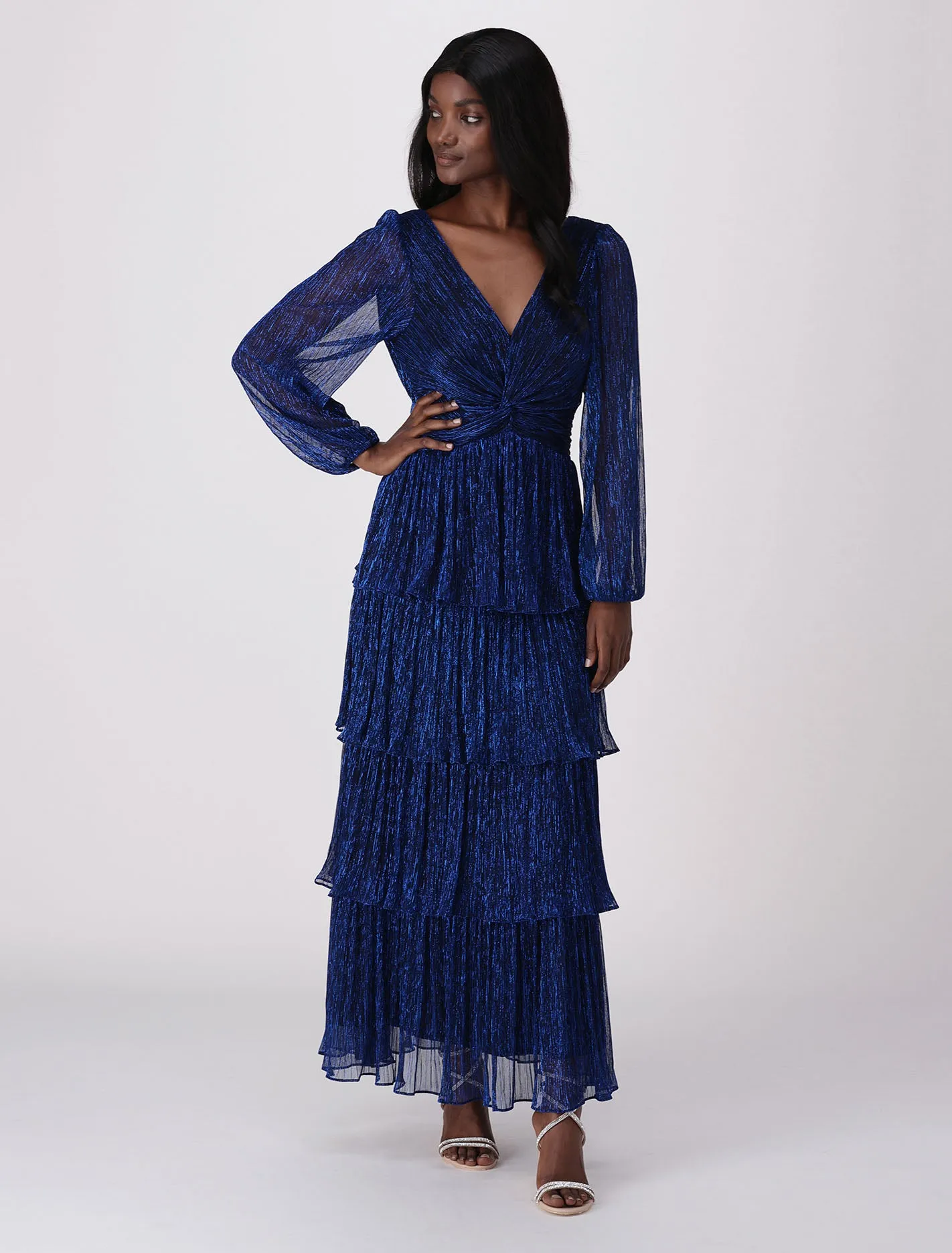 Issy Tiered Plisse Midi Dress