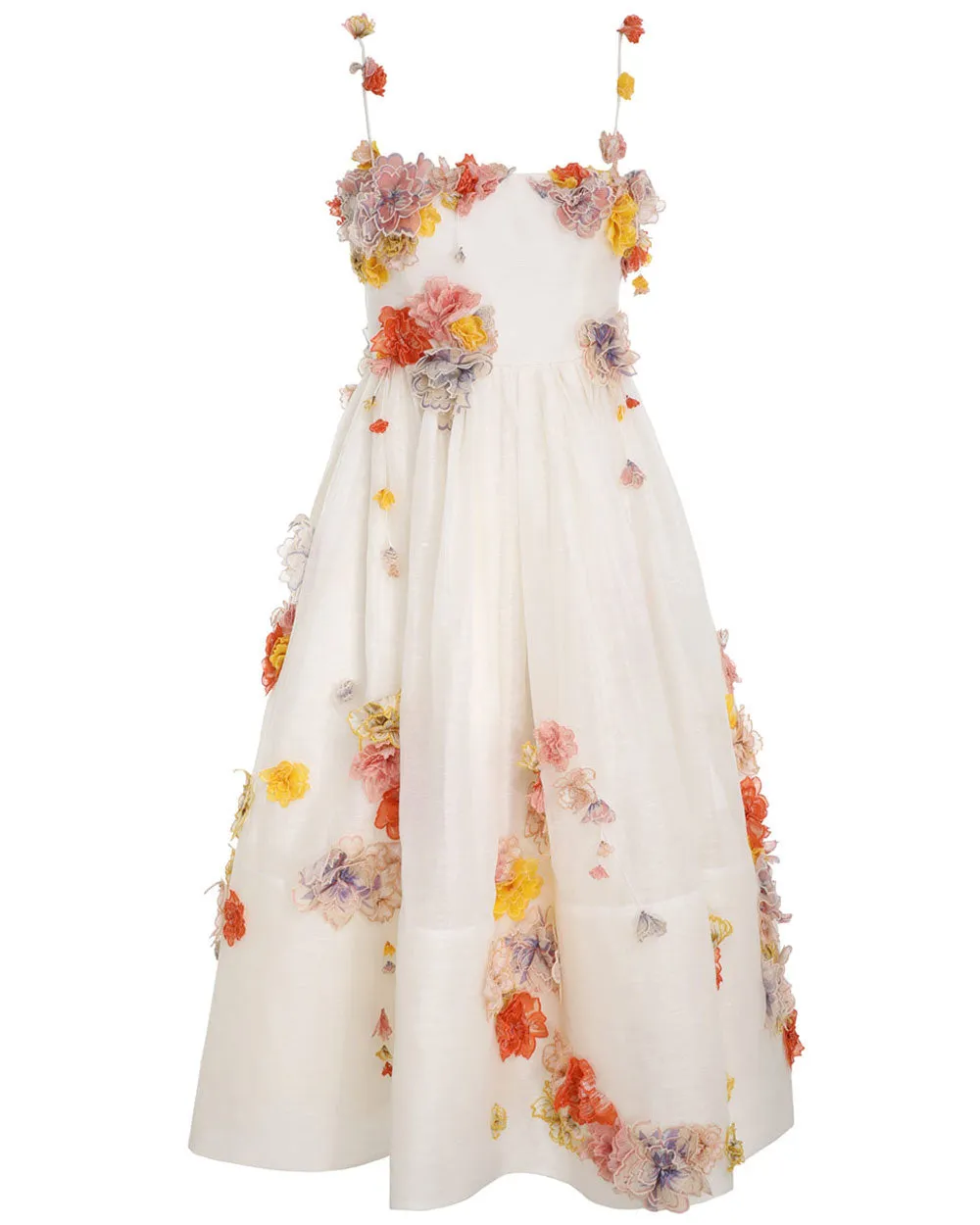 Ivory Floral Midi Dress