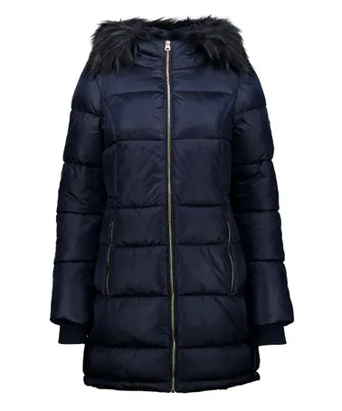 Jessica Simpson | Black Faux Fur-Trim Long Puffer Coat - Women & Plus