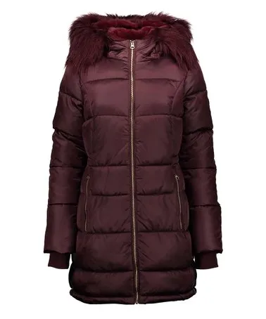 Jessica Simpson | Black Faux Fur-Trim Long Puffer Coat - Women & Plus