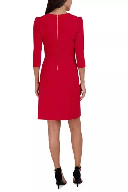 Julia Jordan Pleated Ruffled-Front Sheath Dress