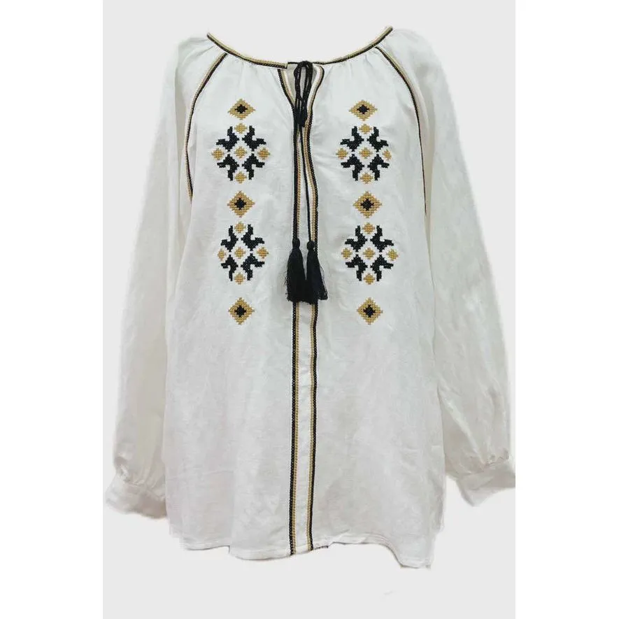 Kai Embroidery Blouse - White