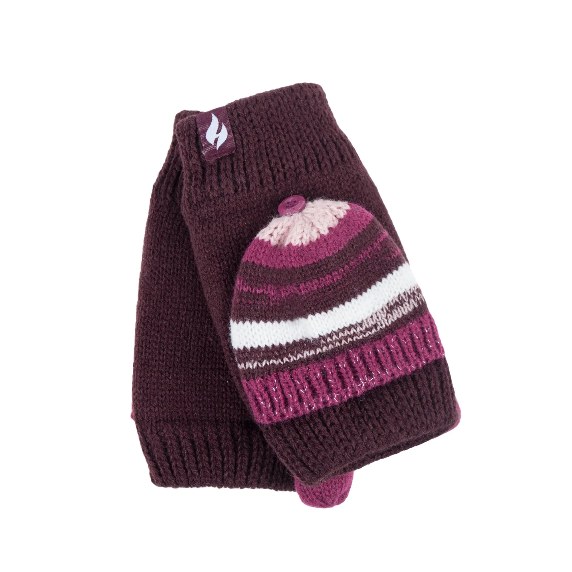 Ladies Bronte Converter Mittens - Burgundy & Mulberry