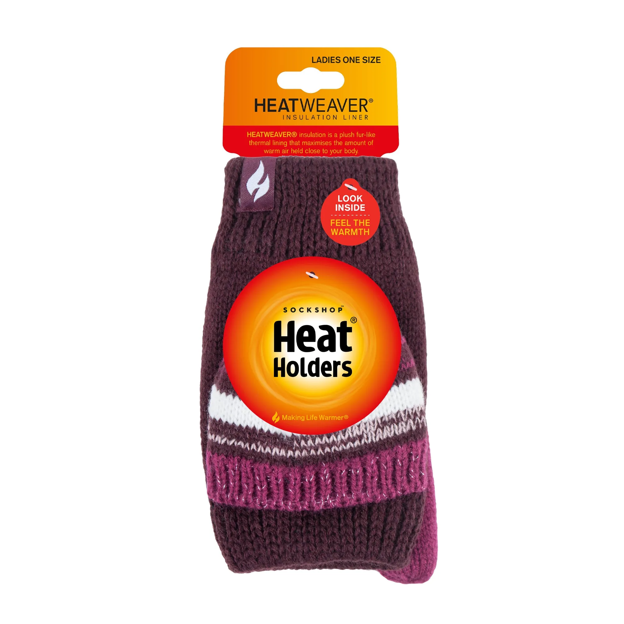 Ladies Bronte Converter Mittens - Burgundy & Mulberry