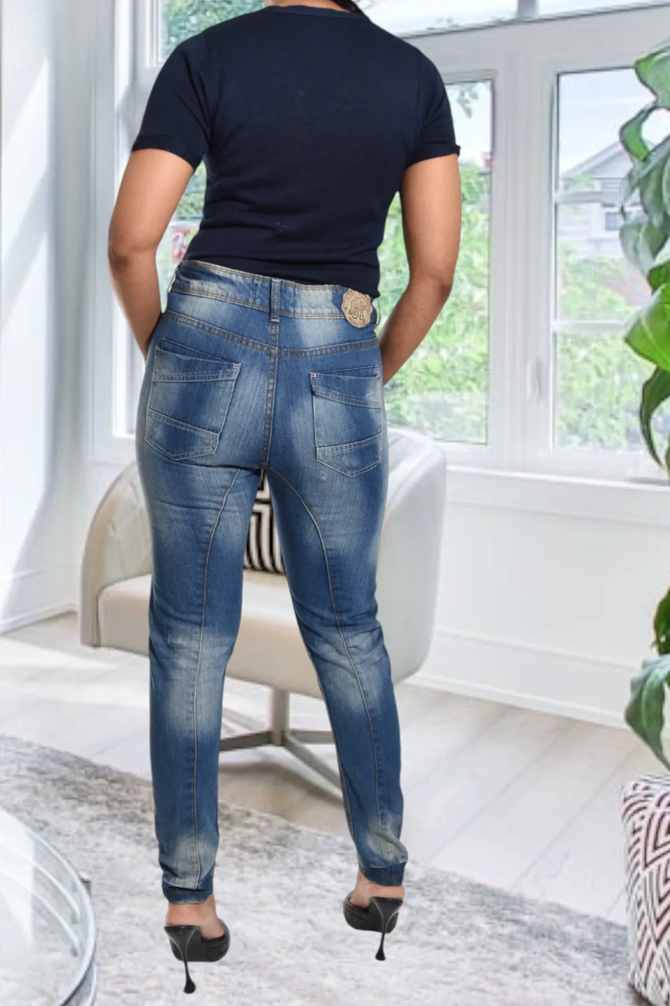 Ladies Ripped Denim Jeans