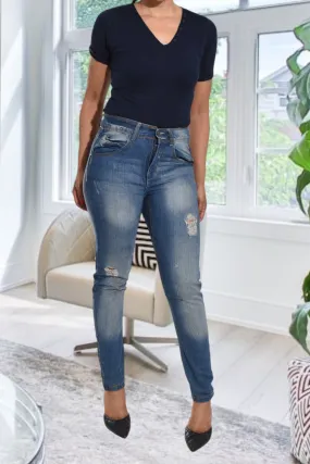 Ladies Ripped Denim Jeans